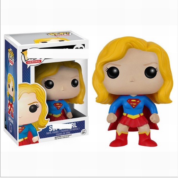 FUNKO POP 93 ������Ů Ů���� supergirl ��װ�ְ�ڼ�ģ�� 10CM 0.14KG